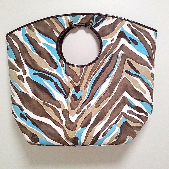 Trina Turk Round Handle Canvas Print Large Bag - Picture 2 of 10